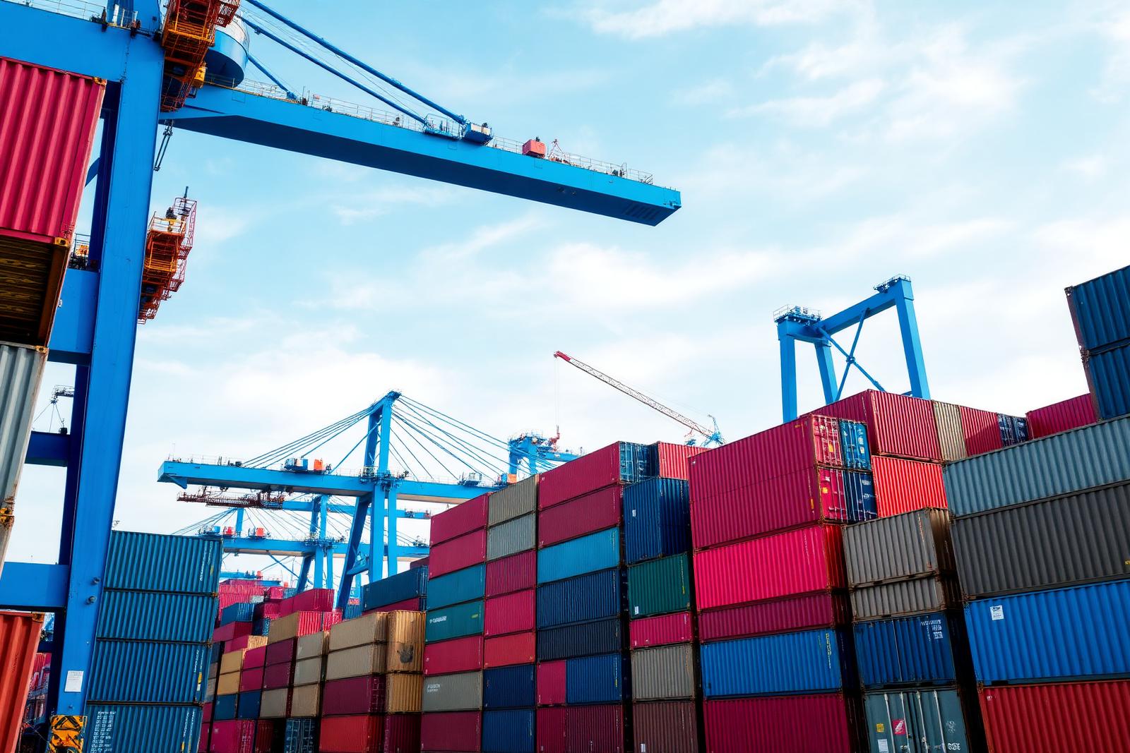 Conteneurs et grues portuaires